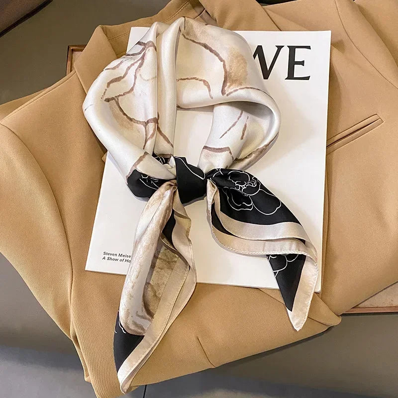 Neckerchief Female Luxury Square Scarf for Women Silk Feeling Shawl Satin Hijab Fashion Wraps Hair Bands Ribbon Headband Bandann Quick Pick Grocers
